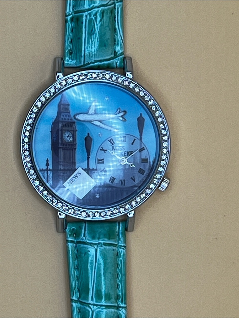 Turquoise Strap Women's Rhinestone Bezel Fashion Watch